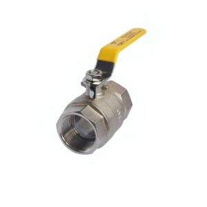 Valvula de Bola 1 1/2" NPTh, X 1 1/2" NPTh. Recubrimiento en Níquel, maneral tipo Palanca